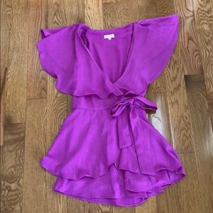 Adorable magenta tie up romper